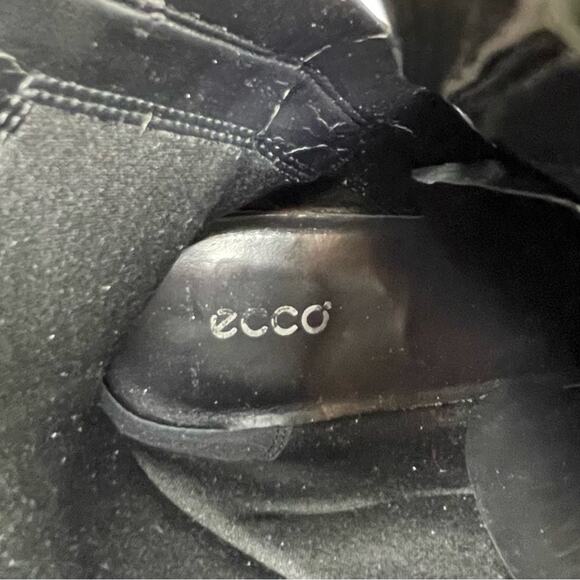 Ecco Size 40(9) Black Leather Mid Calf Boots Adjustable Buckle Side Zip-Flaw - Picture 7 of 16